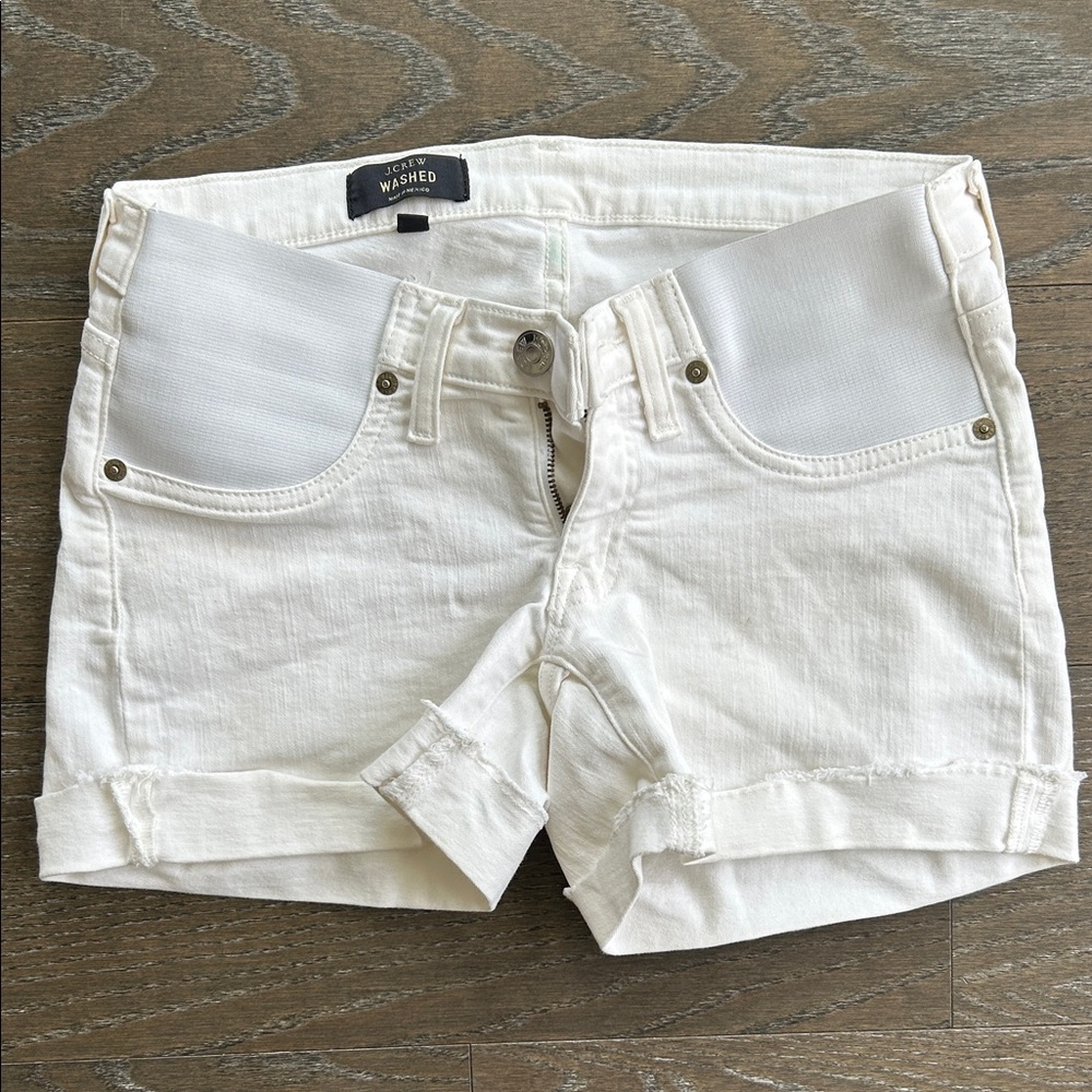 Maternity White Jean Shorts